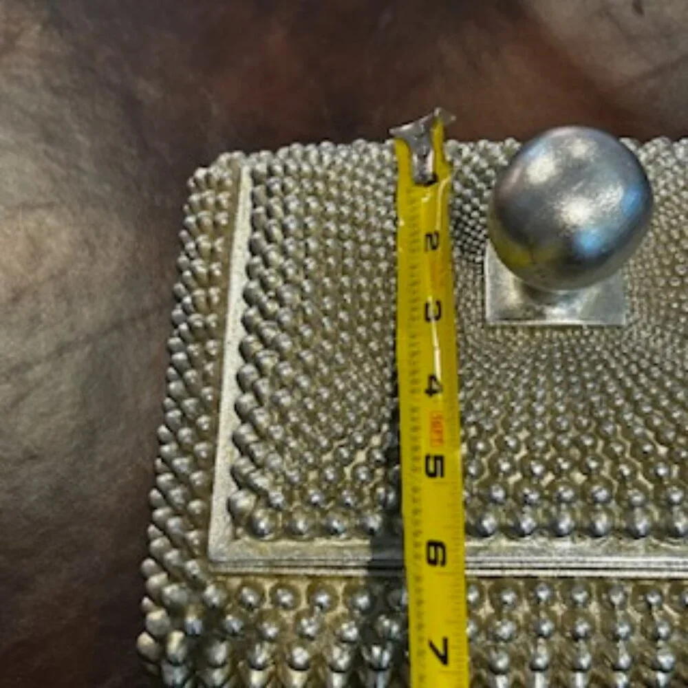 NWT Vintage Coffee Table Champagne Textured Studded Jewelry Trinket Box